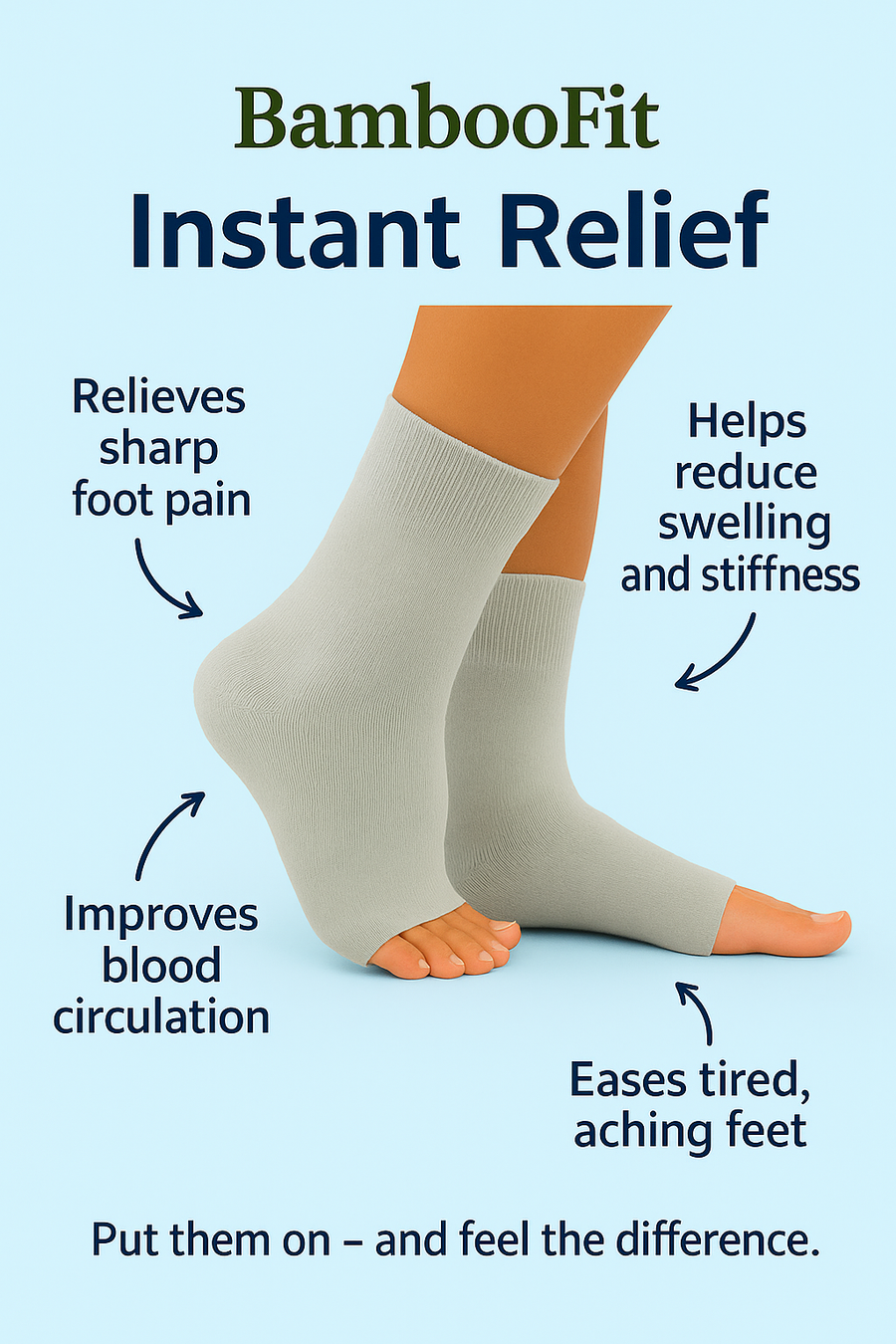 BambooFit Compression Socks - Natural Relief for Painful Feet, Premium Bamboo Fibers